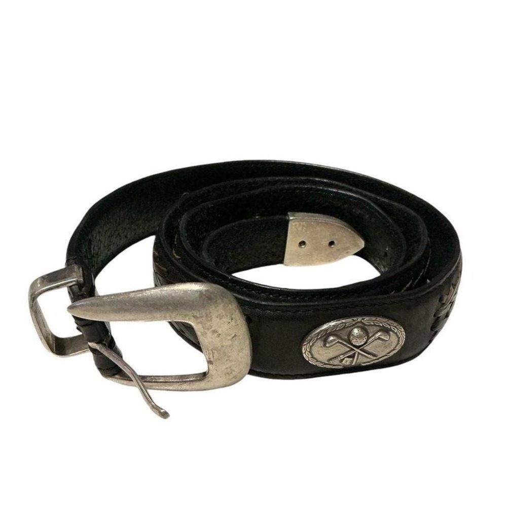 Vintage Golf Belt Leather Size 38" With Metal‎ Golf Club Buckle & Studs